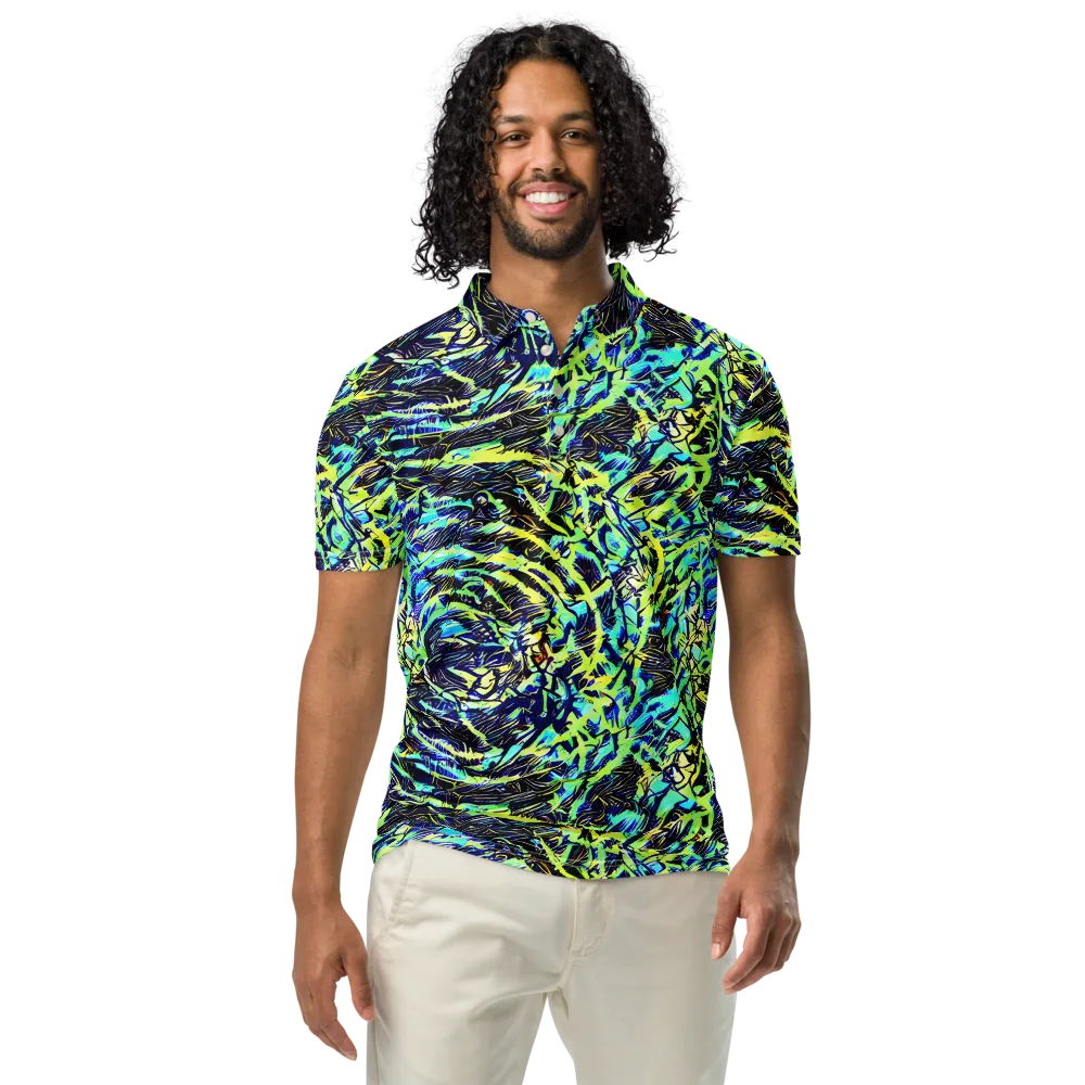 Electric Aviary on Men's Slim Fit Polo Shirt — Front