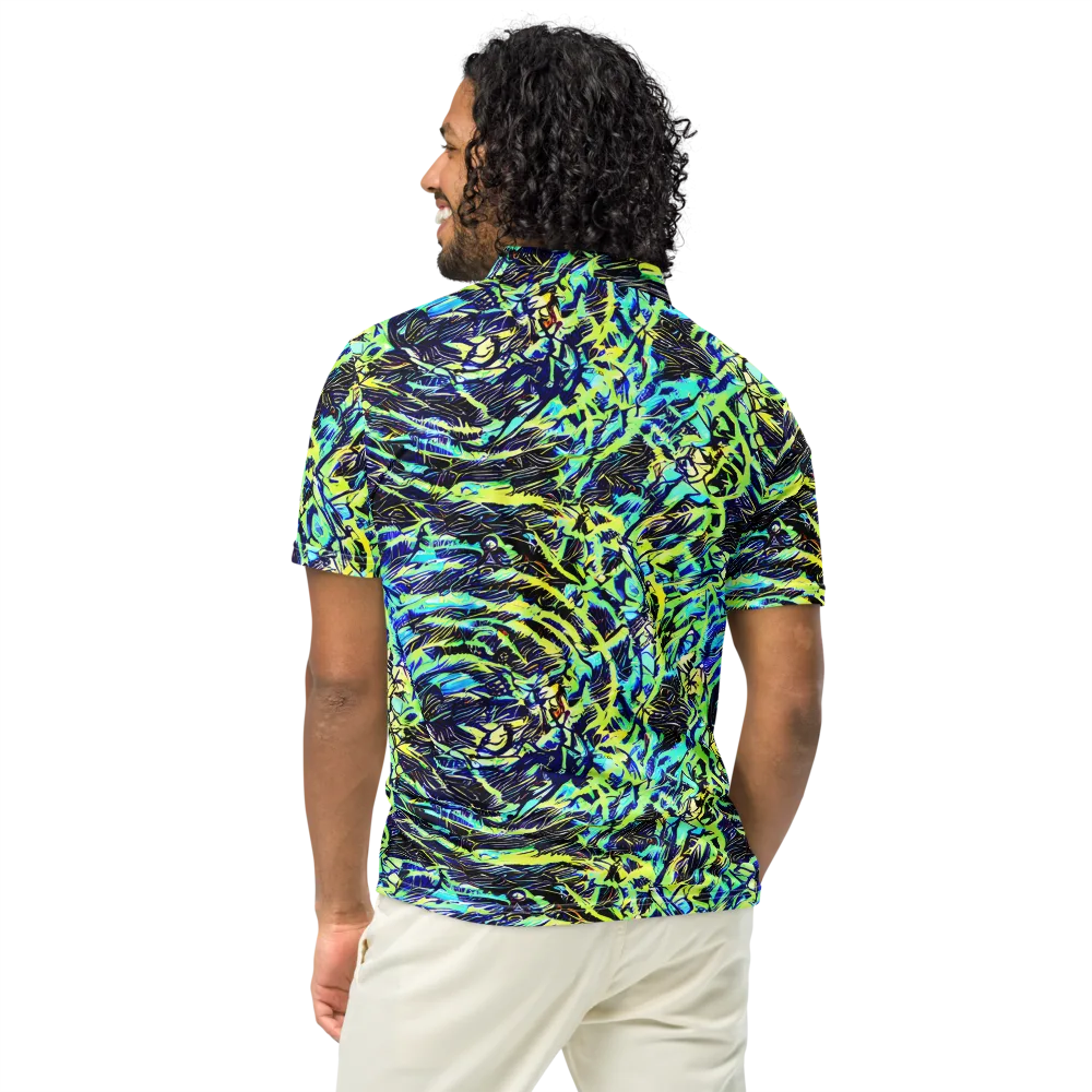 Electric Aviary on Men's Slim Fit Polo Shirt — Back
