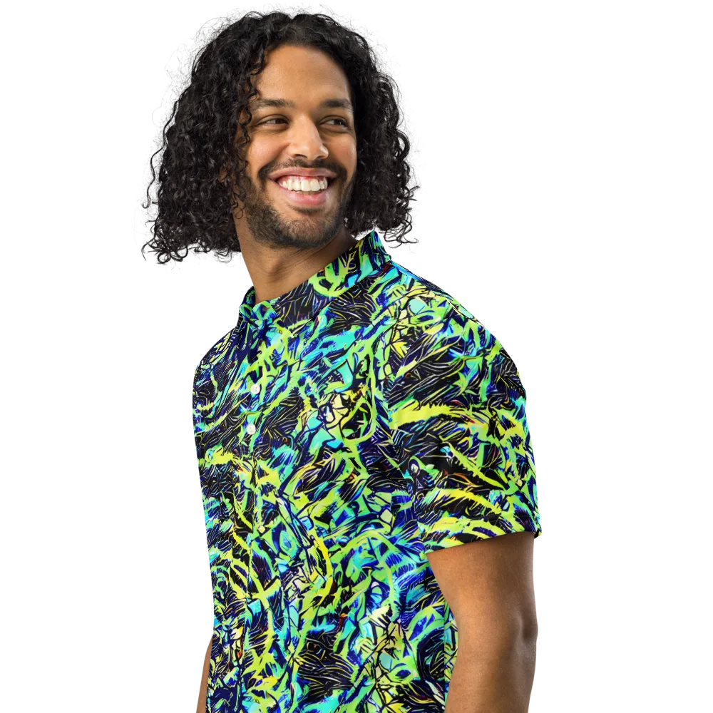 Electric Aviary on Men's Slim Fit Polo Shirt — Left Front