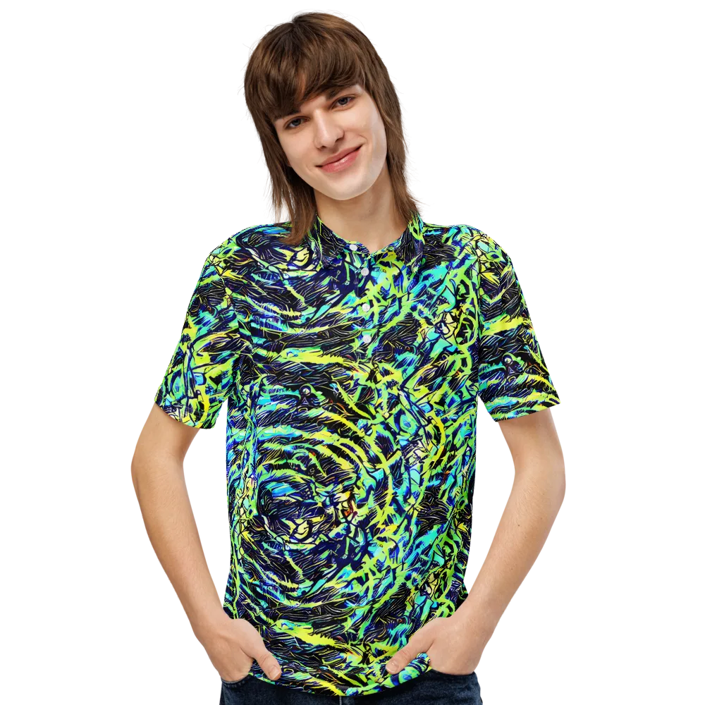 Electric Aviary on Men's Slim Fit Polo Shirt — Front