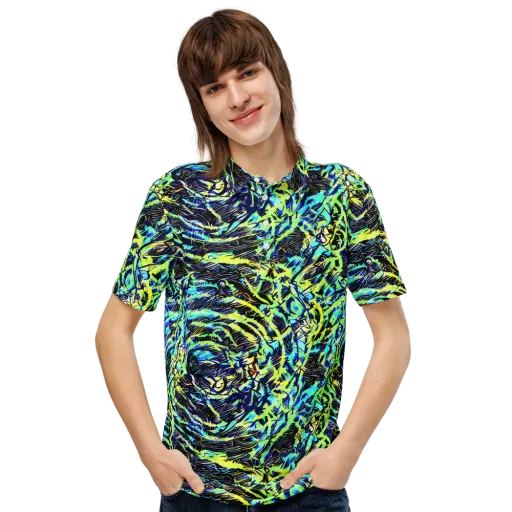Electric Aviary on a Men's Slim Fit Polo Shirt
