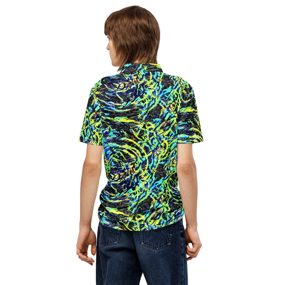Electric Aviary on Men's Slim Fit Polo Shirt — Back