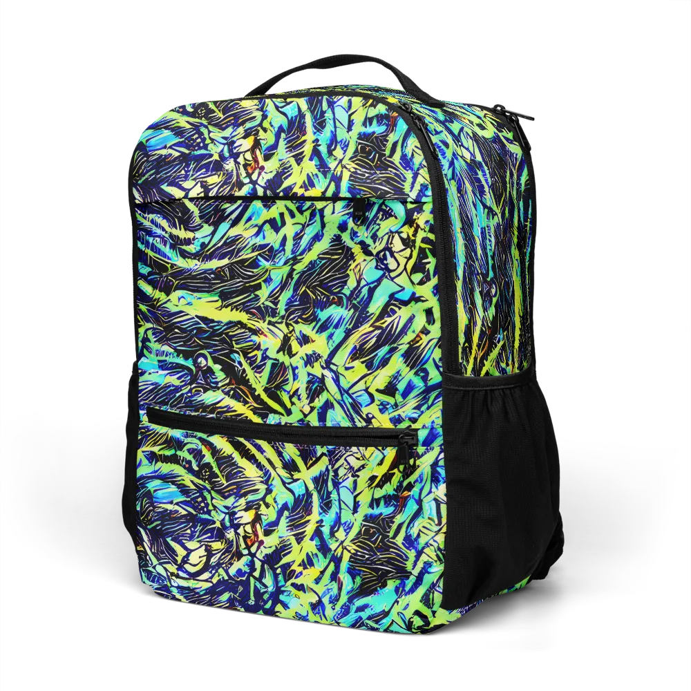 Electric Aviary on Utility Backpack — Left Front