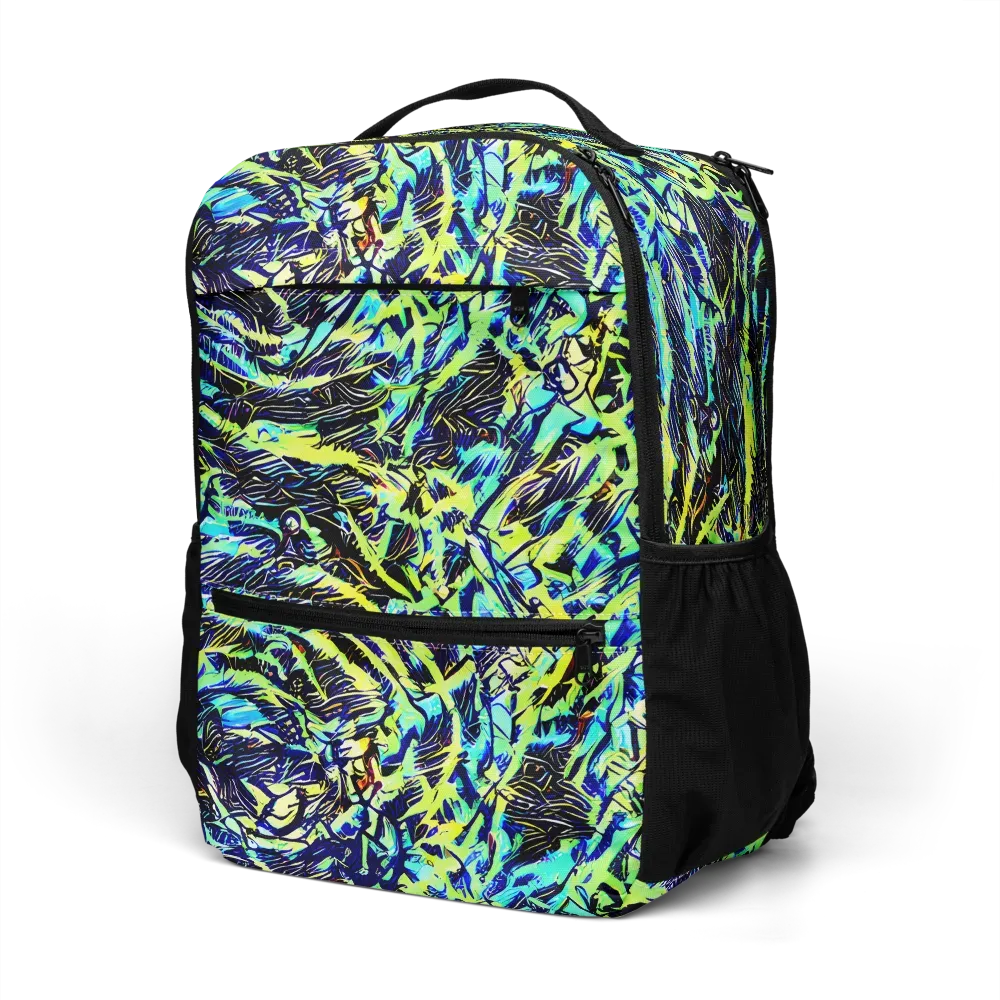 Electric Aviary on Utility Backpack — Left Front
