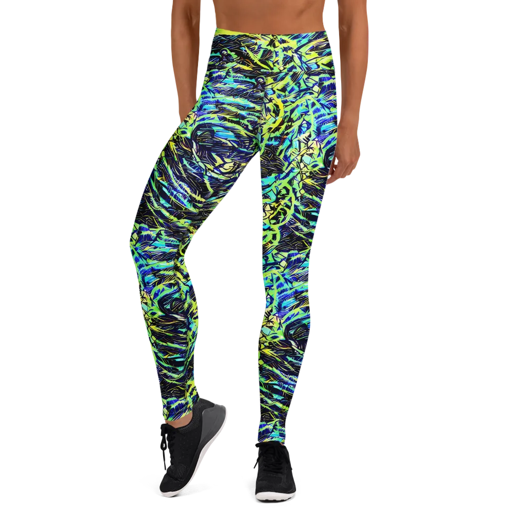 Electric Aviary on Yoga Leggings — Front