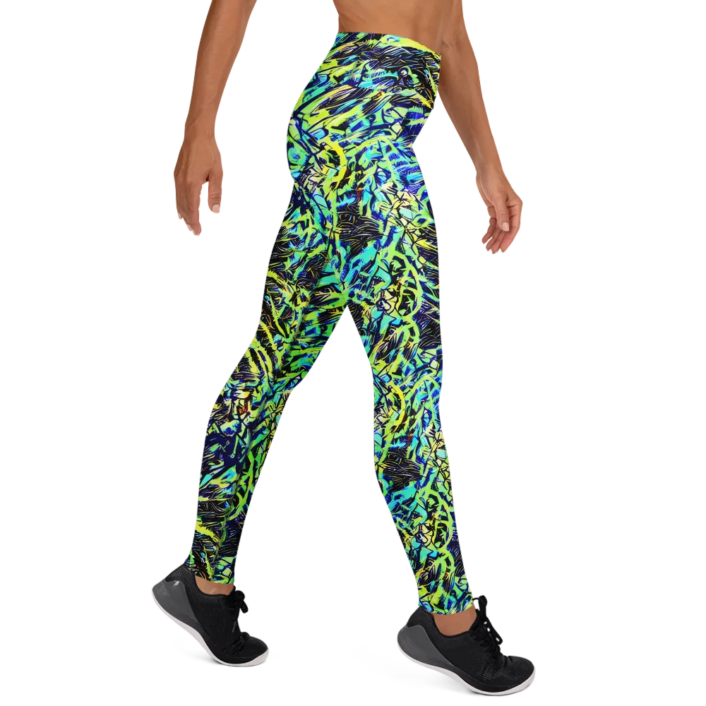 Electric Aviary on Yoga Leggings — Right