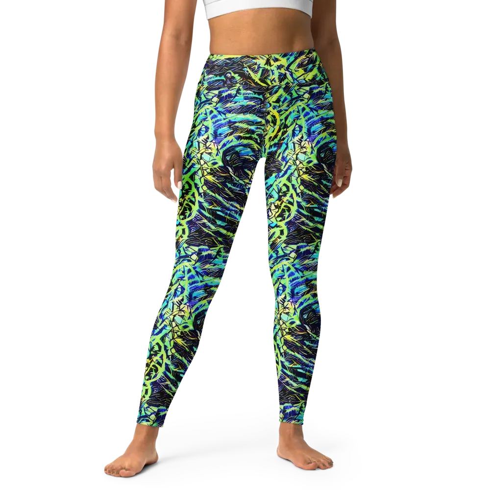 Electric Aviary on Yoga Leggings — Front