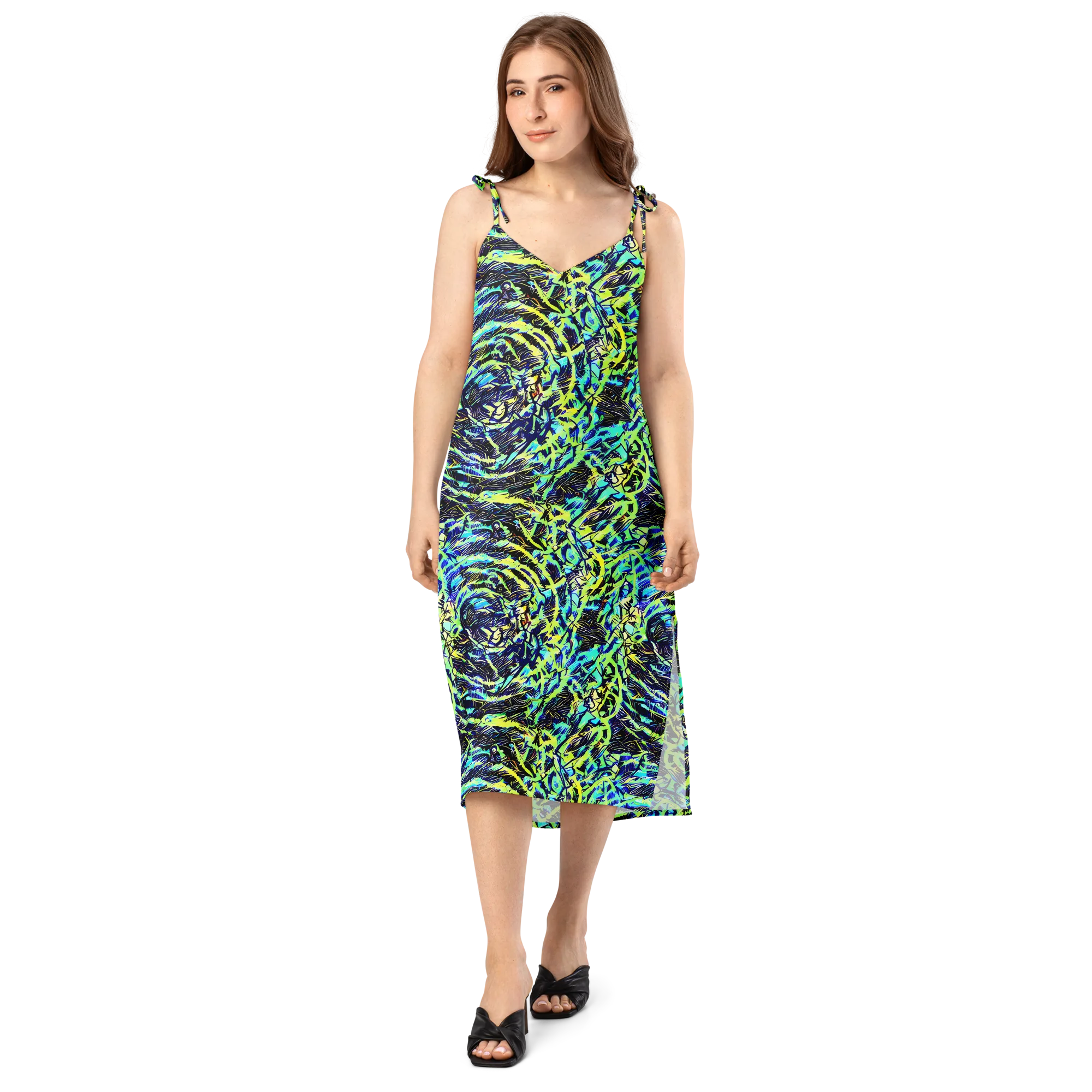 Electric Aviary on Slip Dress — Front