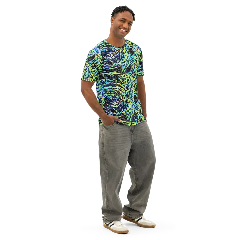 Electric Aviary on Men's Cotton Crew Neck T-Shirt — Right Front
