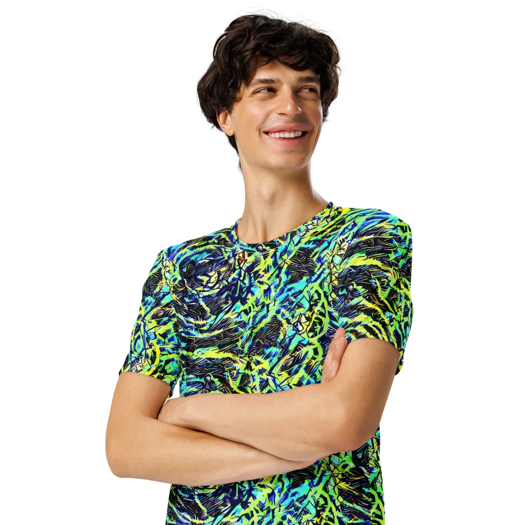 Electric Aviary on Men's Crew Neck T-Shirt — Left Front