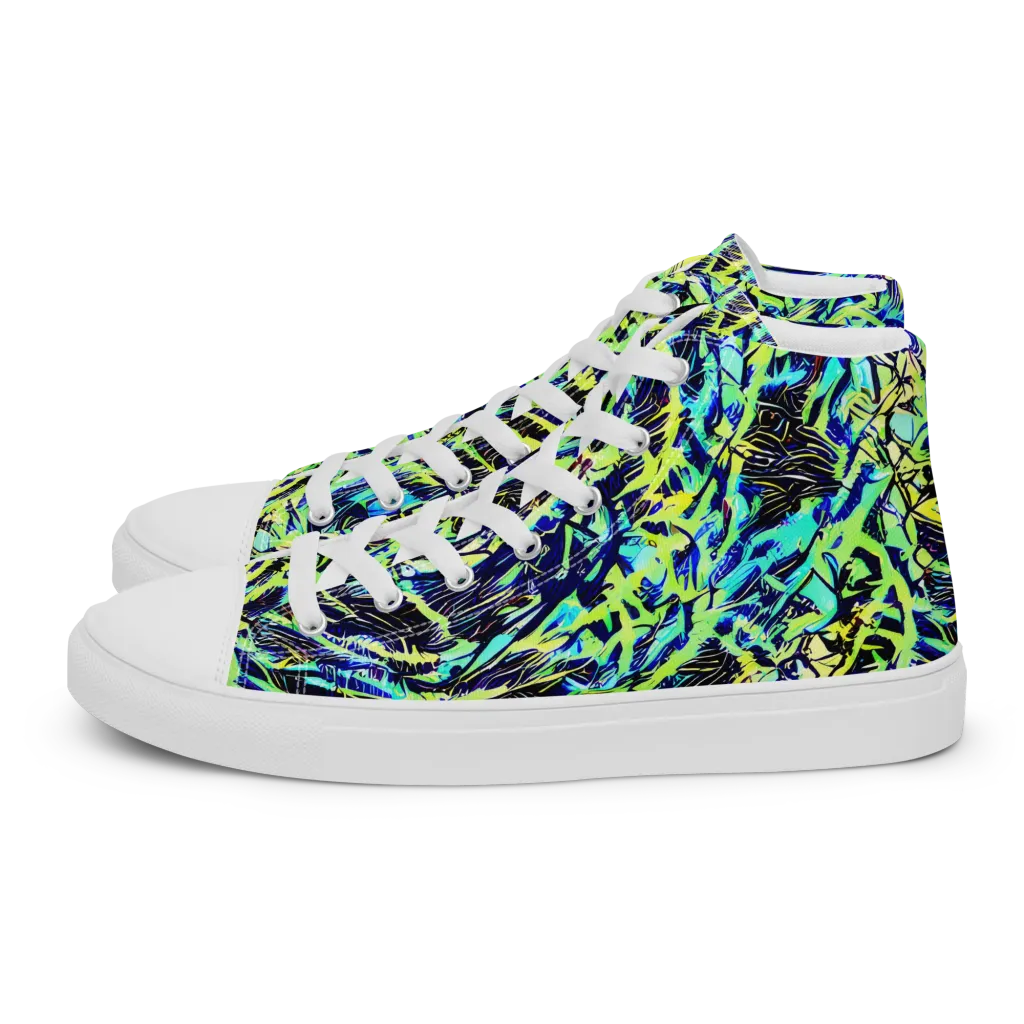 Electric Aviary on Men's High Top Canvas Shoes — Left
