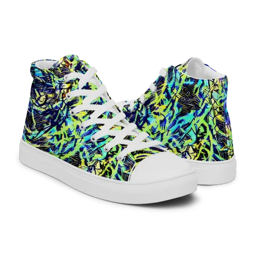 Electric Aviary on a Men's High Top Canvas Shoes