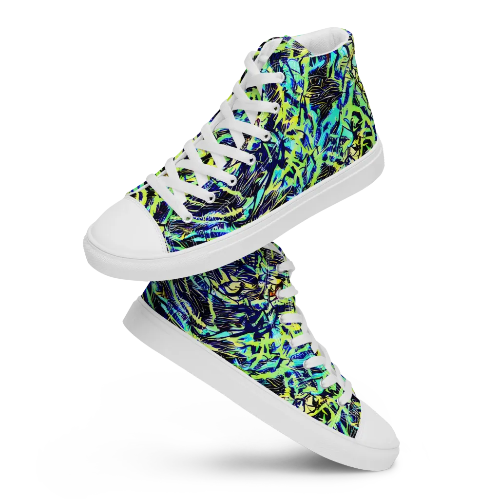 Electric Aviary on Men's High Top Canvas Shoes — Front