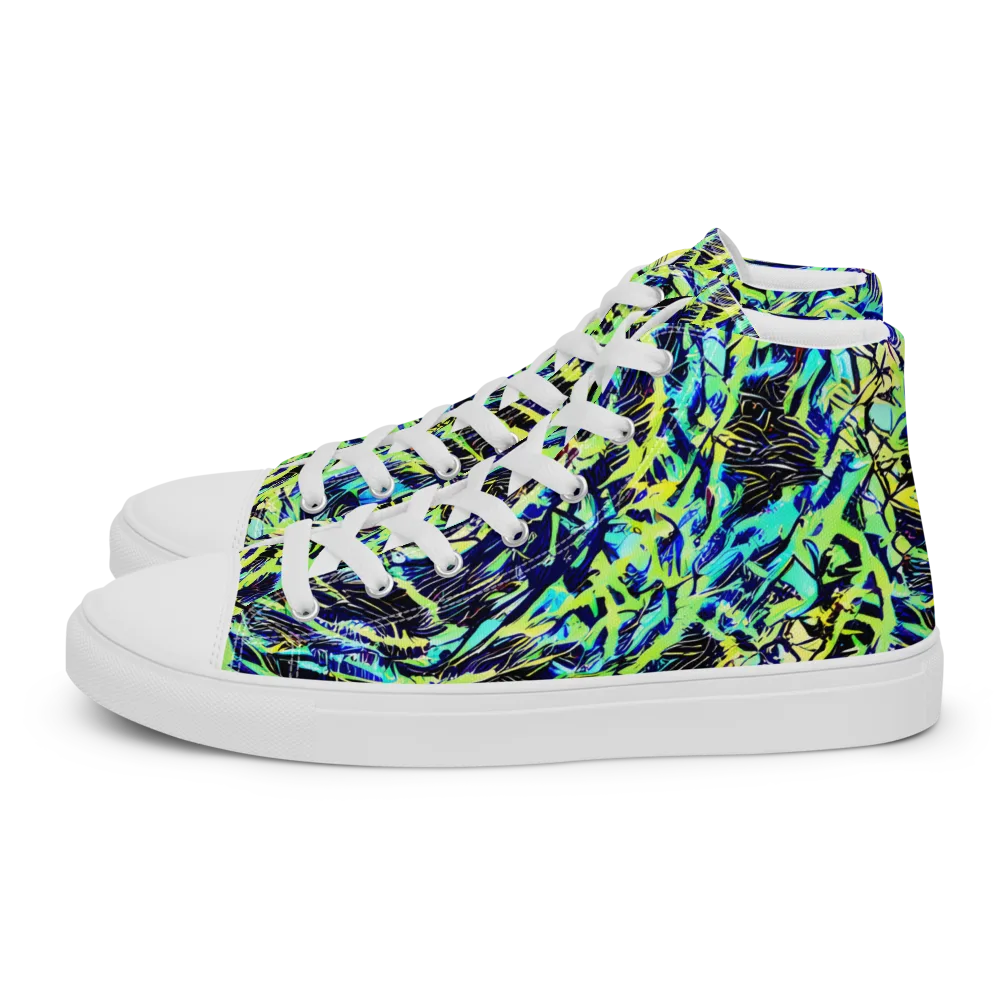 Electric Aviary on Women's High Top Canvas Shoes — Left