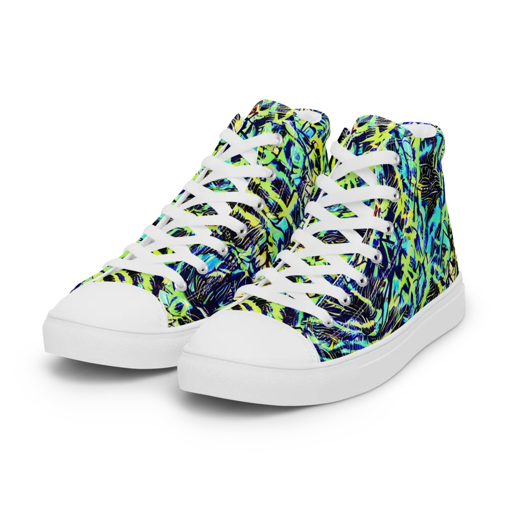 Electric Aviary on Women's High Top Canvas Shoes — Left Front