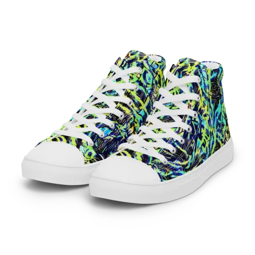 Electric Aviary on a Women's High Top Canvas Shoes
