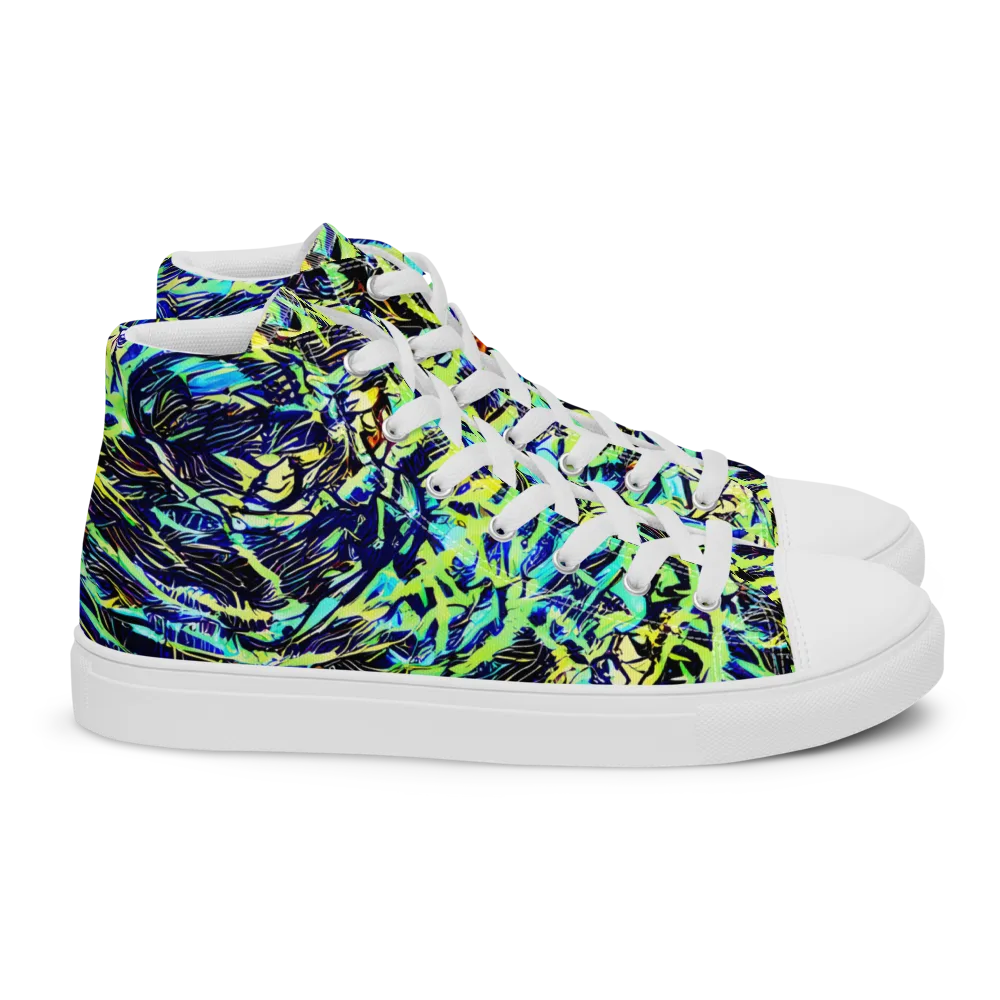 Electric Aviary on Women's High Top Canvas Shoes — Right