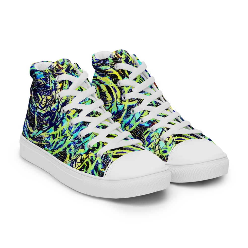 Electric Aviary on Women's High Top Canvas Shoes — Right Front
