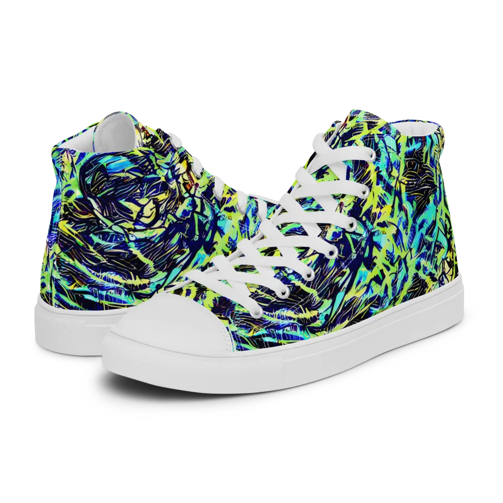 Electric Aviary on Women's High Top Canvas Shoes — Left