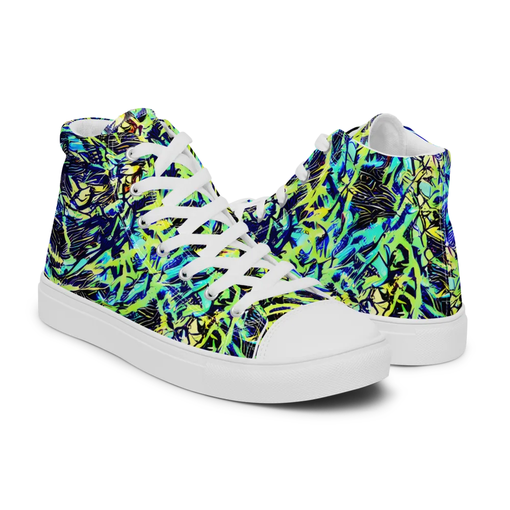 Electric Aviary on Women's High Top Canvas Shoes — Right