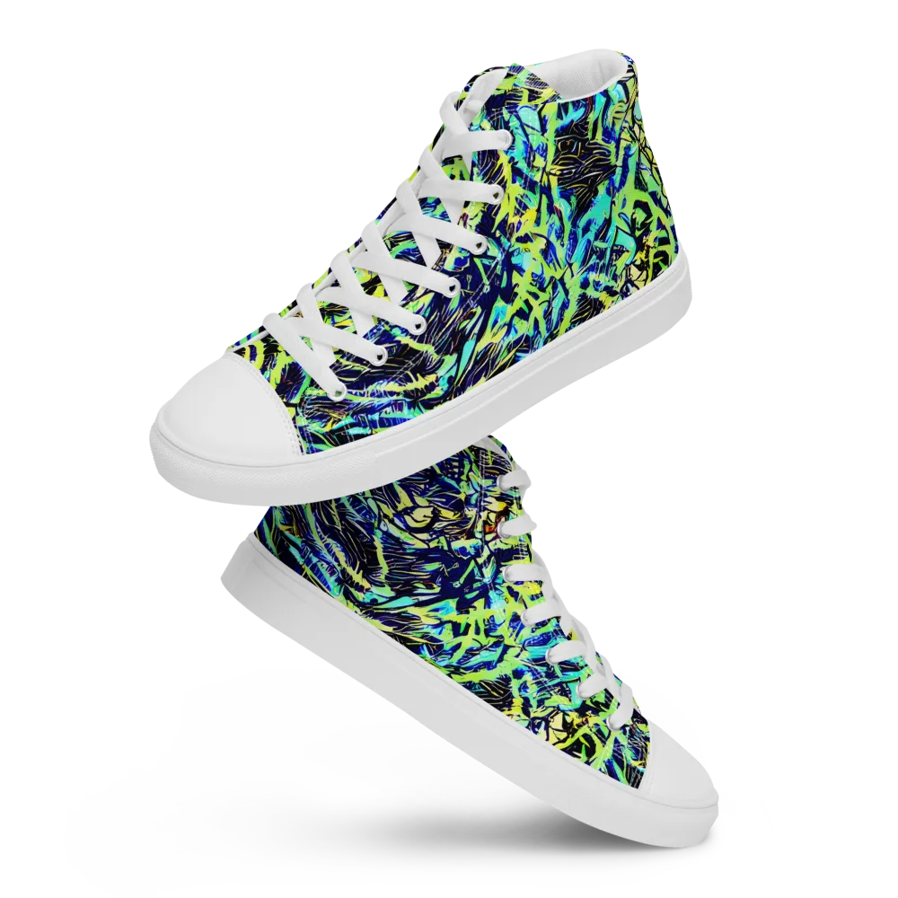 Electric Aviary on Women's High Top Canvas Shoes — Front