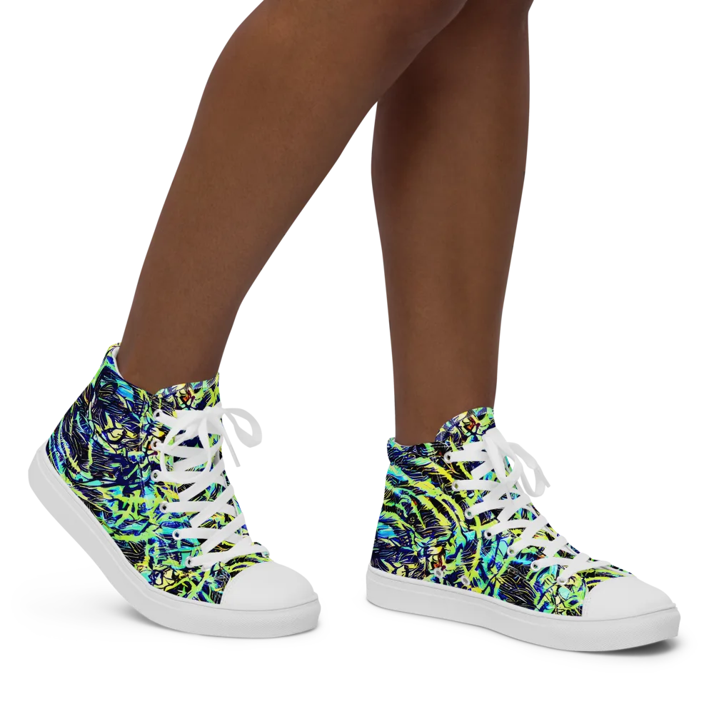 Electric Aviary on Women's High Top Canvas Shoes — Right