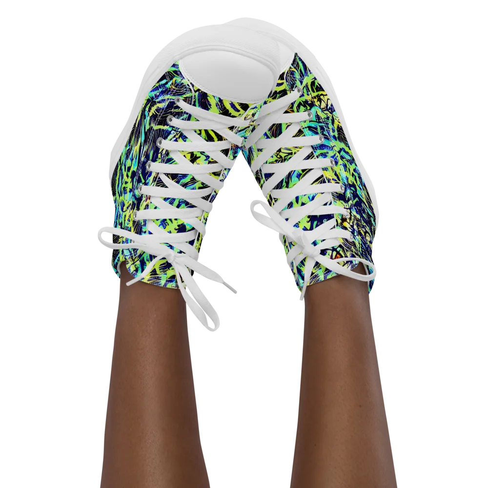Electric Aviary on Women's High Top Canvas Shoes — Front