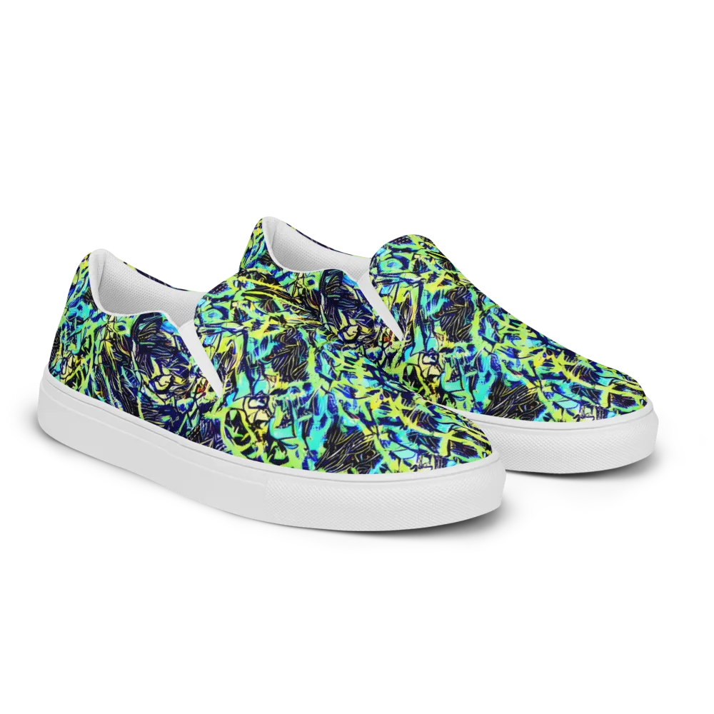 Electric Aviary on Men's Slip-On Canvas Shoes — Right Front