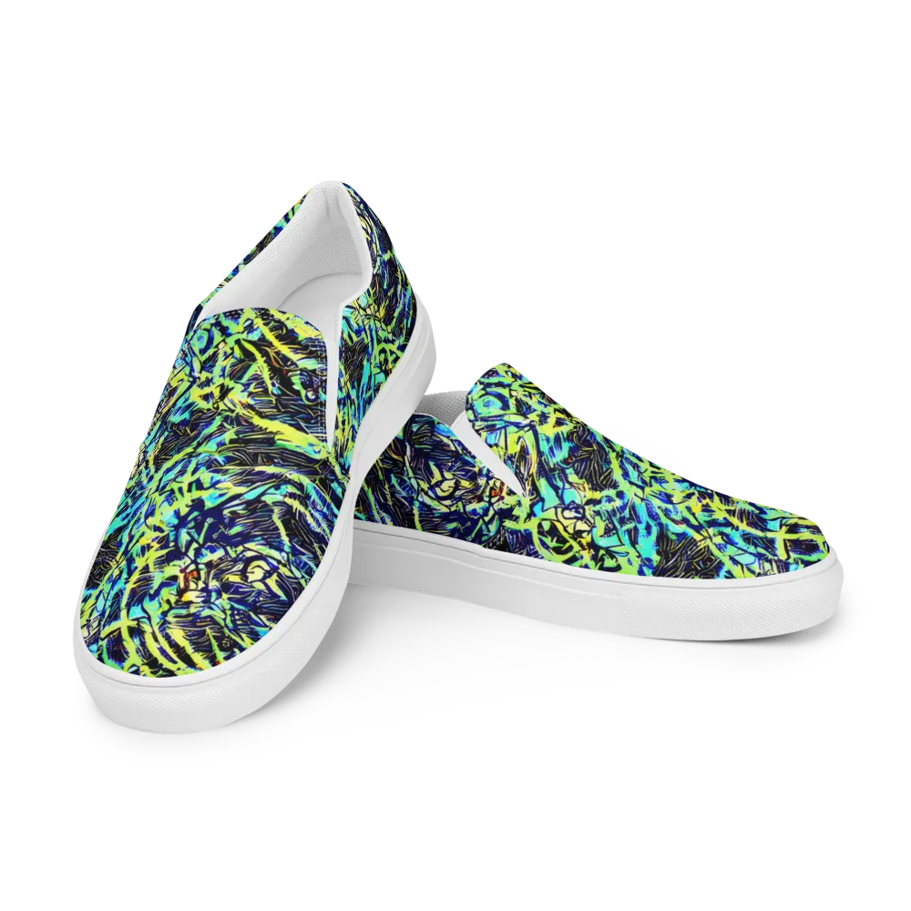 Electric Aviary on Men's Slip-On Canvas Shoes — Left Front