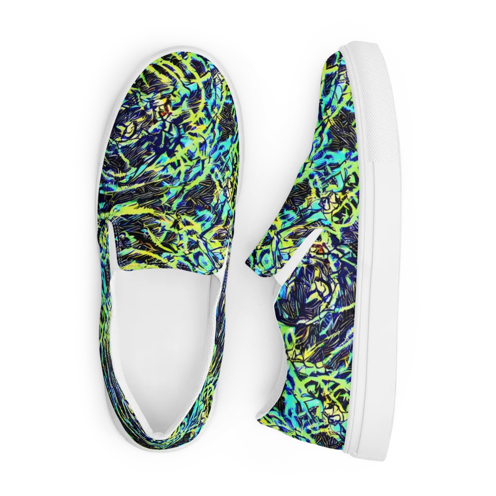 Electric Aviary on Men's Slip-On Canvas Shoes — Front