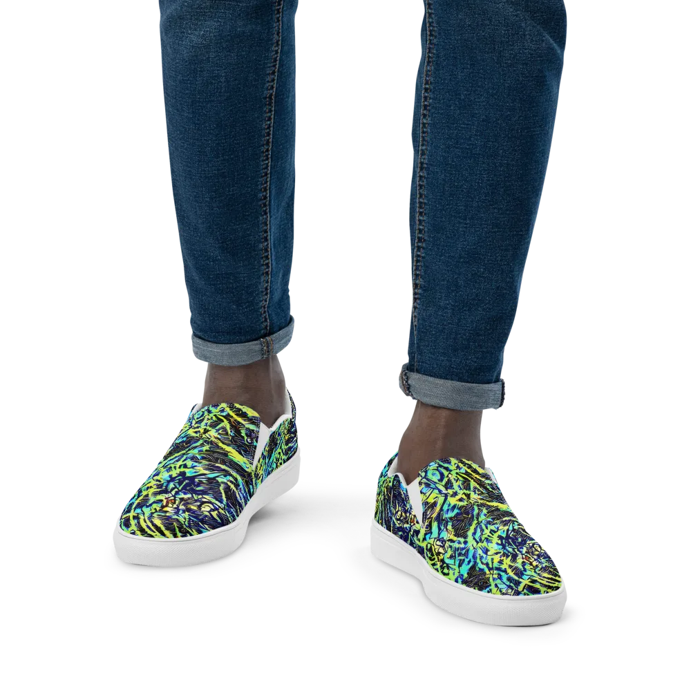 Electric Aviary on Men's Slip-On Canvas Shoes — Front