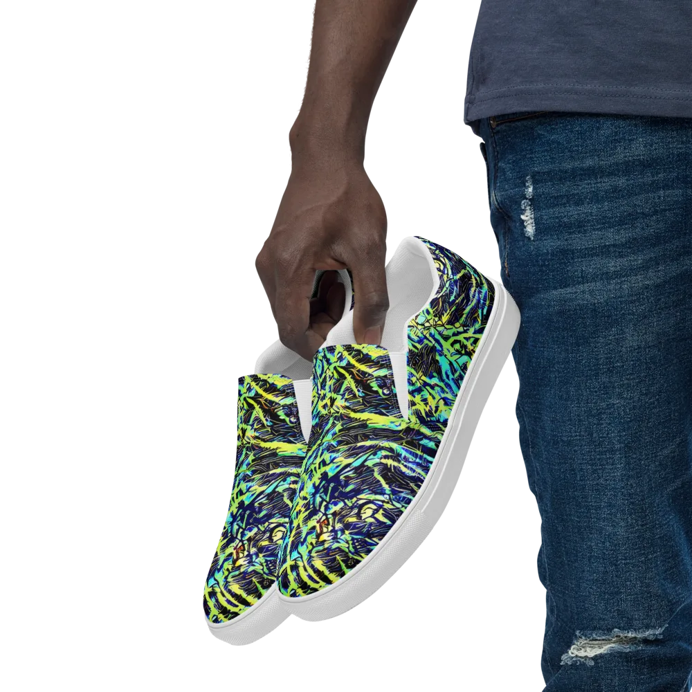 Electric Aviary on Men's Slip-On Canvas Shoes — Left Front