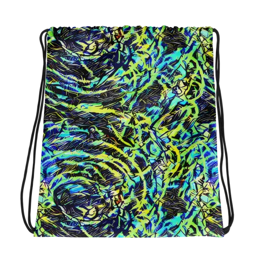 Electric Aviary on a Drawstring Bag