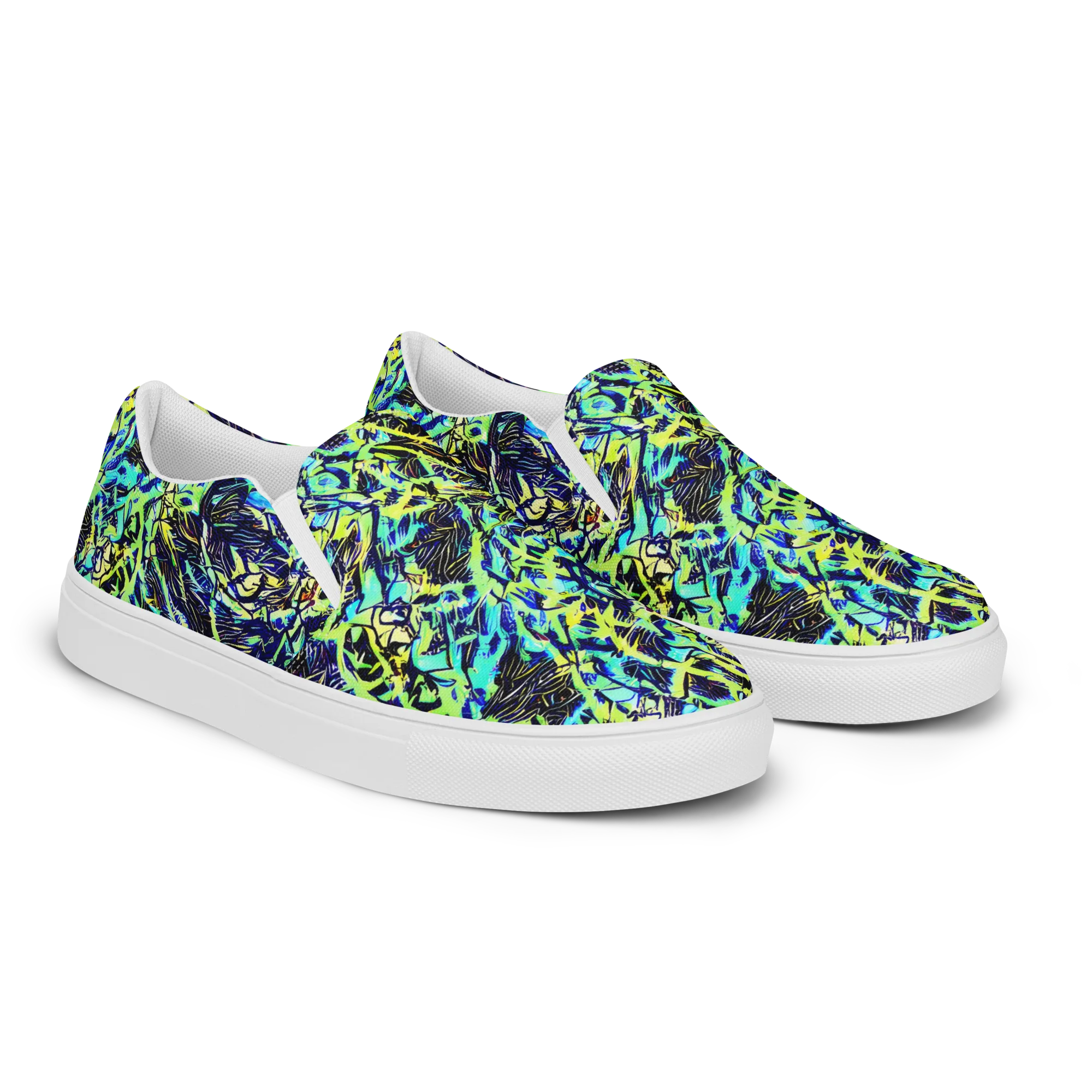 Electric Aviary on Women's Slip-On Canvas Shoes — Right Front