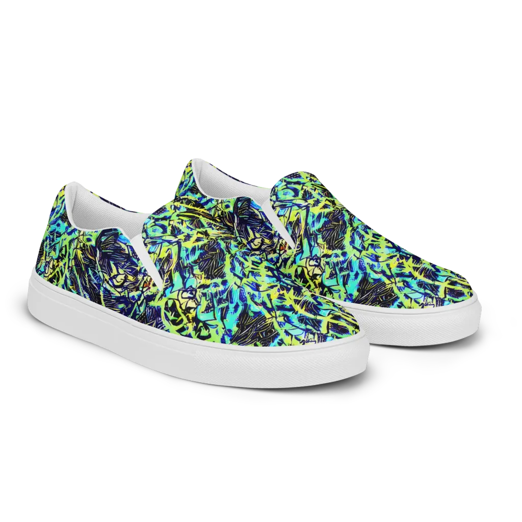 Electric Aviary on Women's Slip-On Canvas Shoes — Right Front