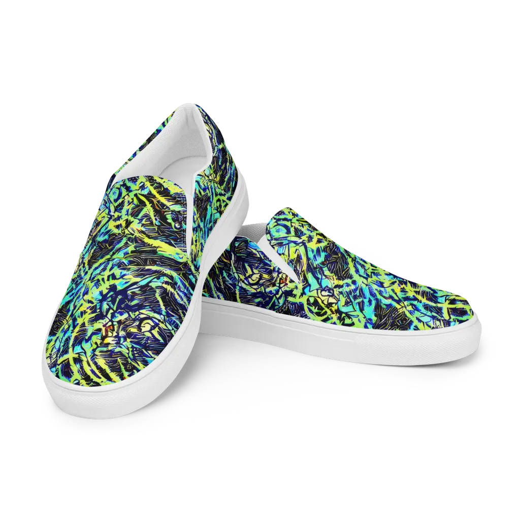 Electric Aviary on Women's Slip-On Canvas Shoes — Left Front