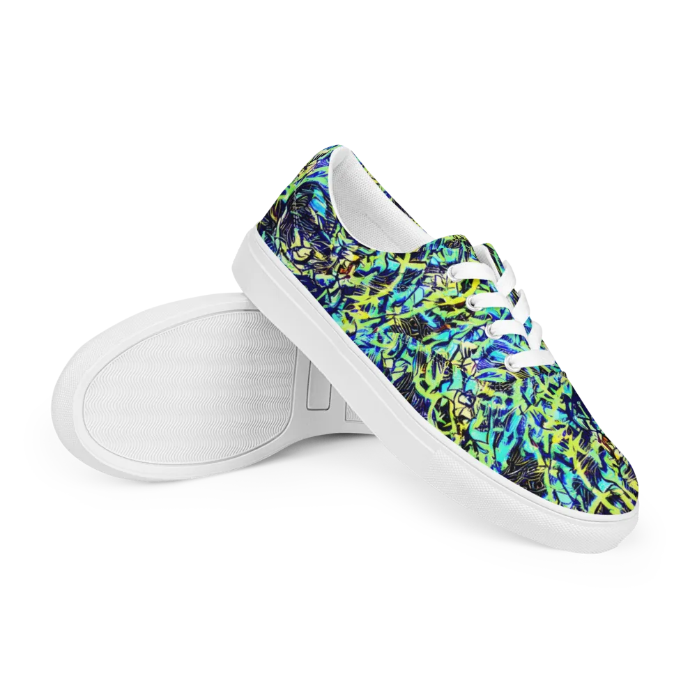 Electric Aviary on Men's Lace-Up Canvas Shoes — Right Front