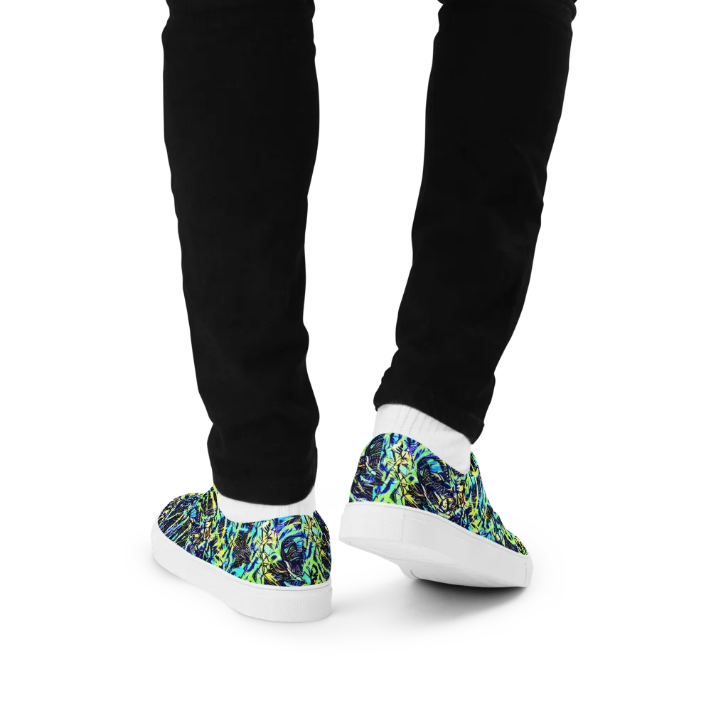 Electric Aviary on Men's Lace-Up Canvas Shoes — Back