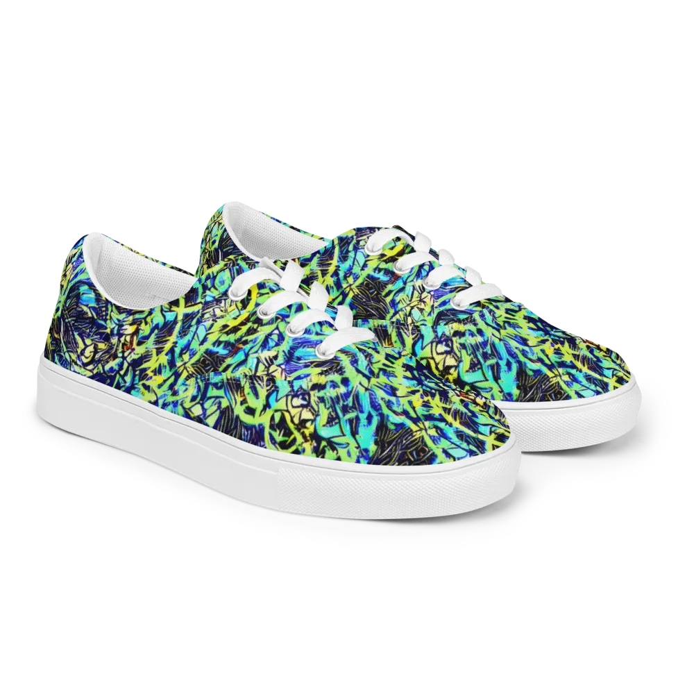 Electric Aviary on Men's Lace-Up Canvas Shoes — Right Front