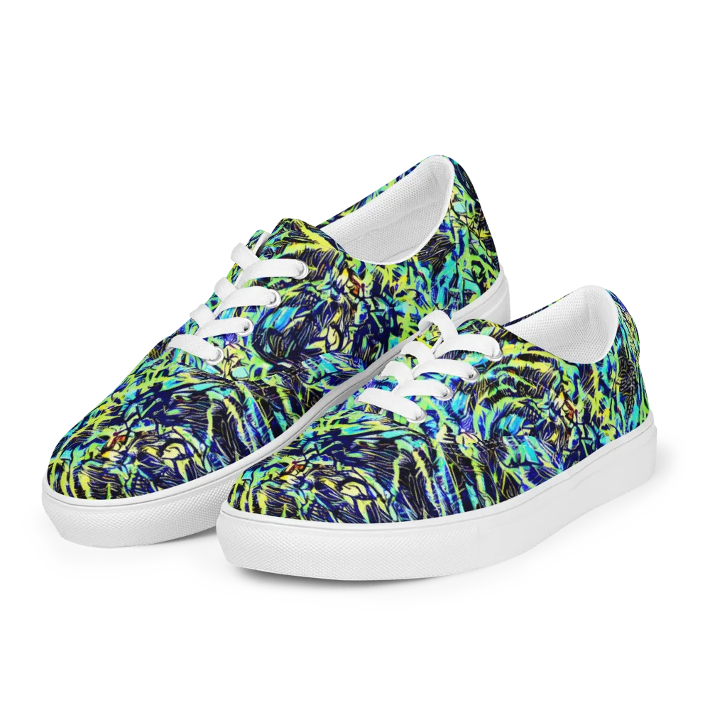 Electric Aviary on Men's Lace-Up Canvas Shoes — Left Front