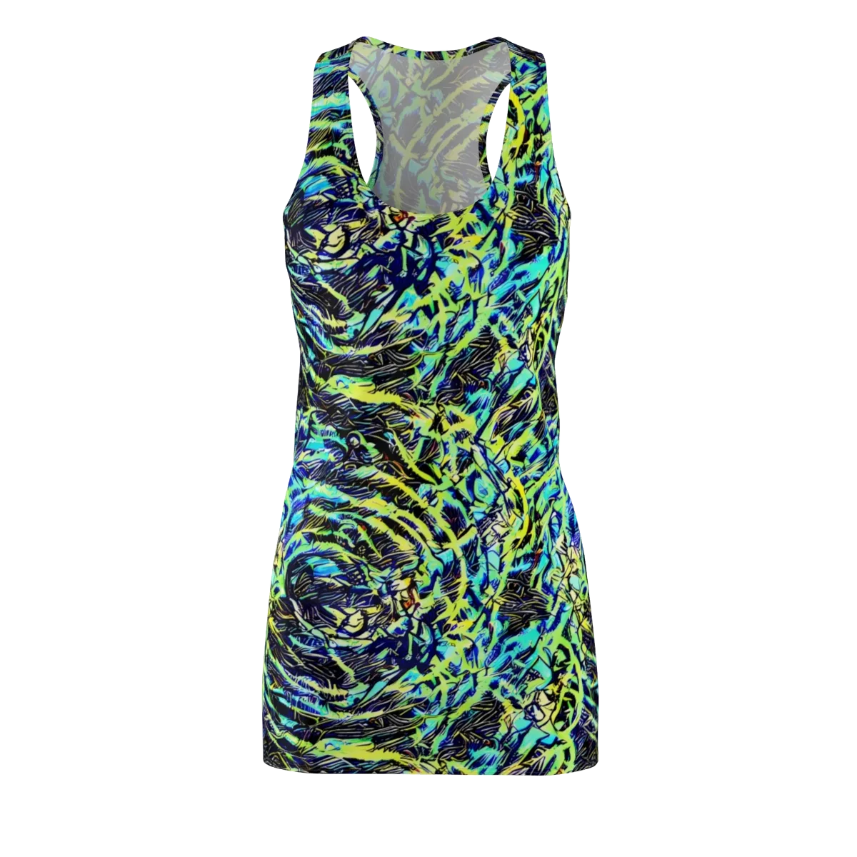 Electric Aviary on Racerback Dress — Front