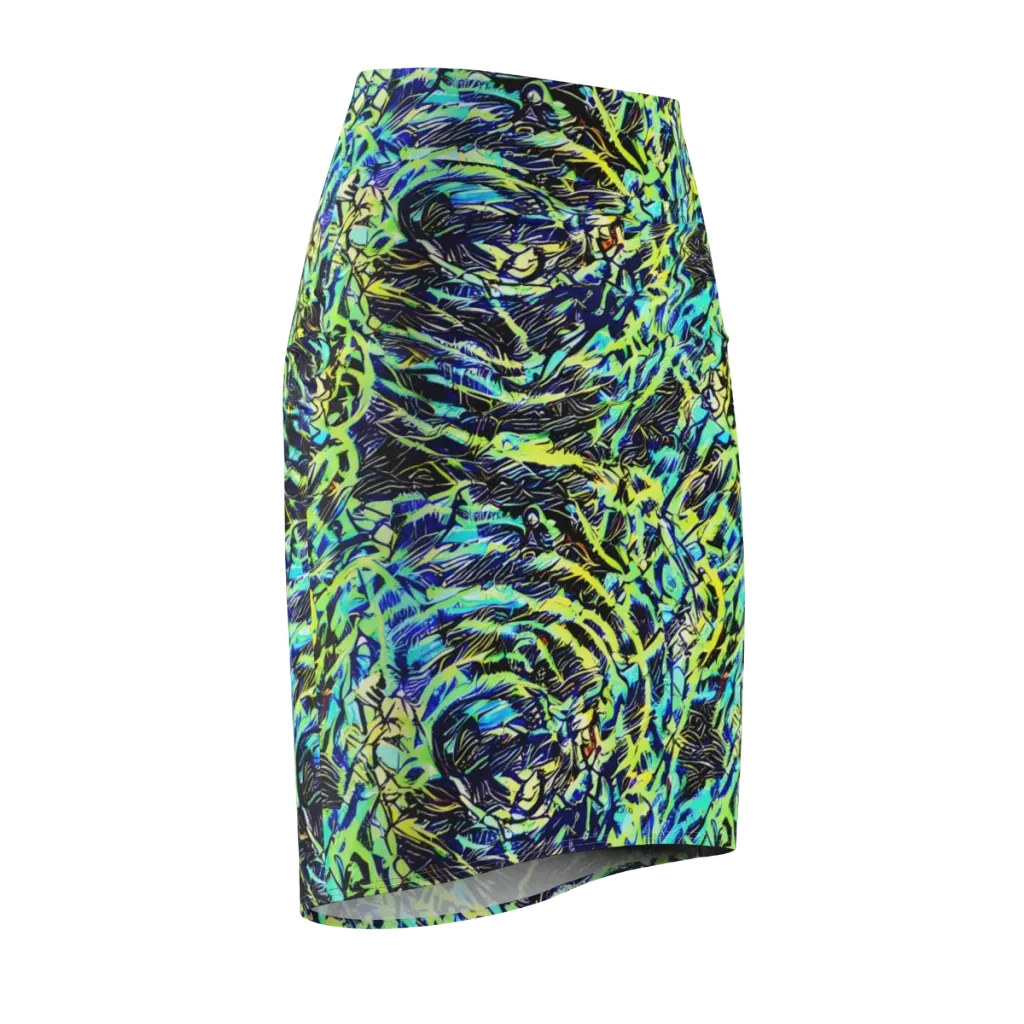 Electric Aviary on Pencil Skirt — Front Side