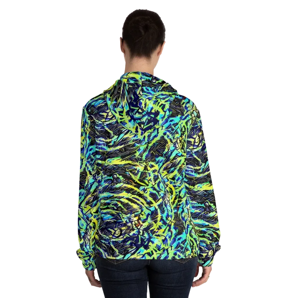Electric Aviary on Women's Full-Zip Hoodie — Back On Person