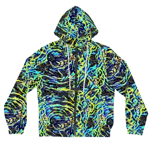 Electric Aviary on a Women's Full-Zip Hoodie