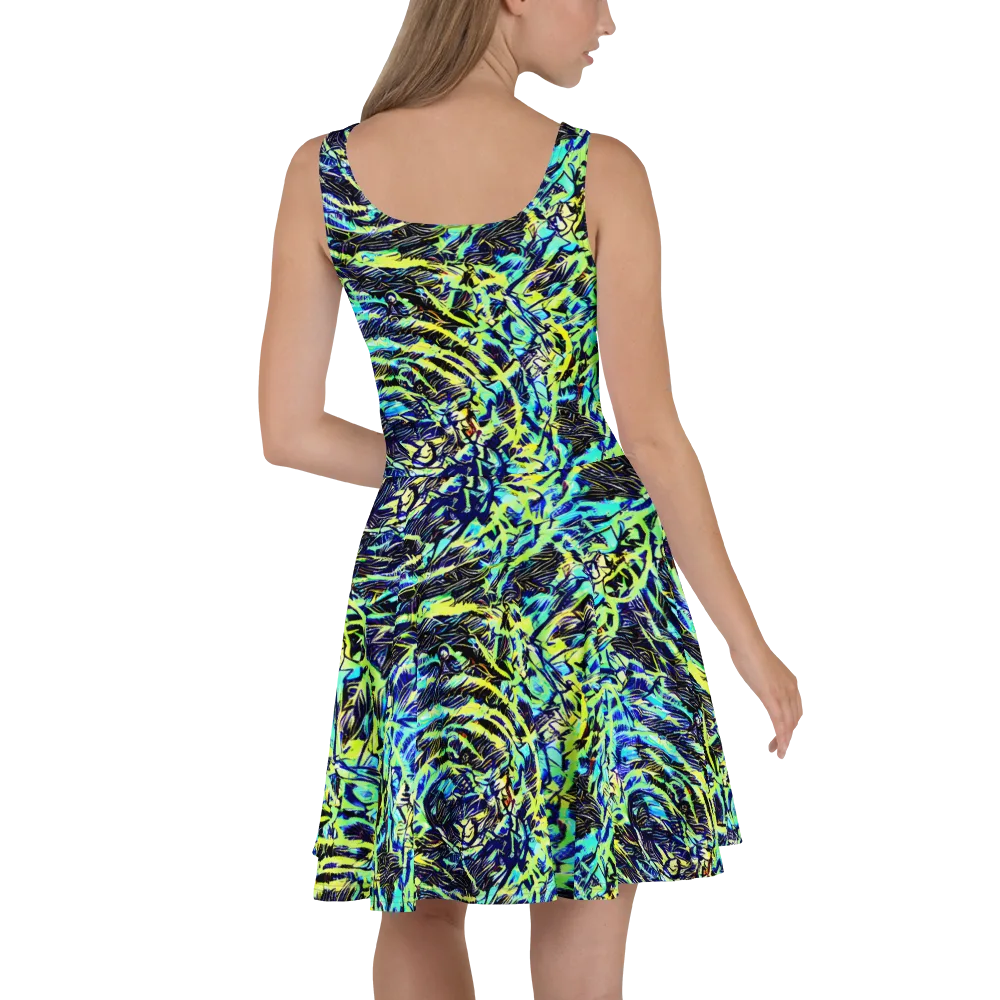 Electric Aviary on Skater Dress — Back