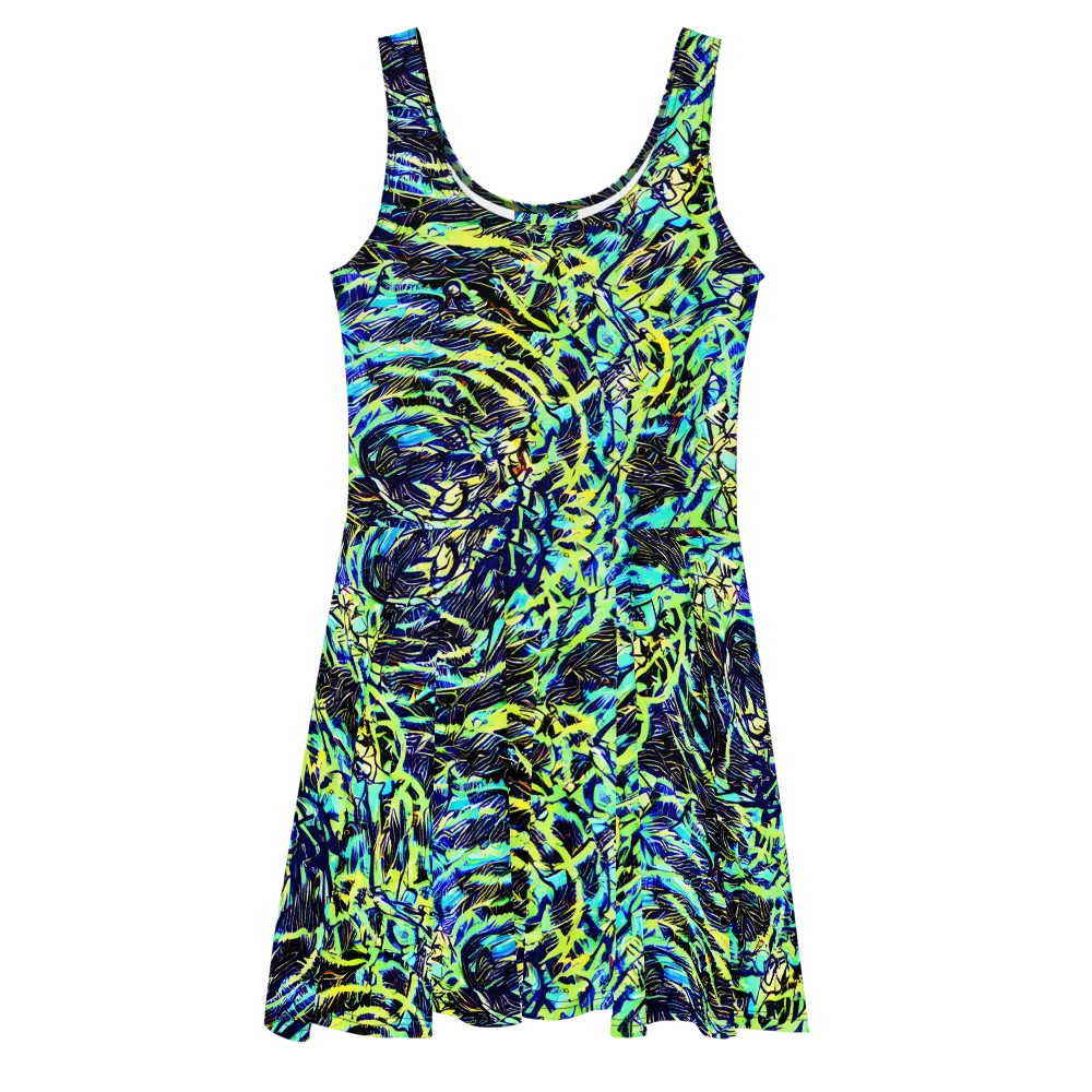 Electric Aviary on Skater Dress — Front
