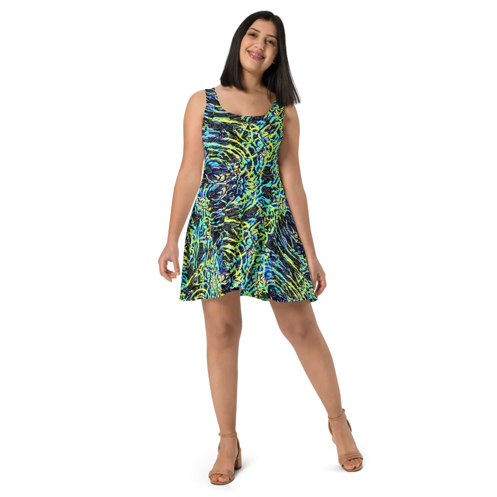 Electric Aviary on Skater Dress — Front