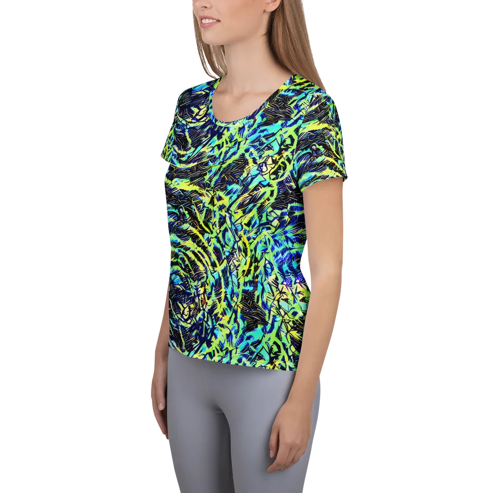 Electric Aviary on Women's Athletic T-Shirt — Left