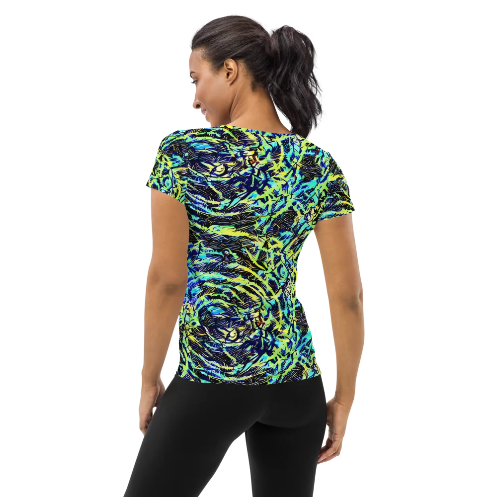 Electric Aviary on Women's Athletic T-Shirt — Back