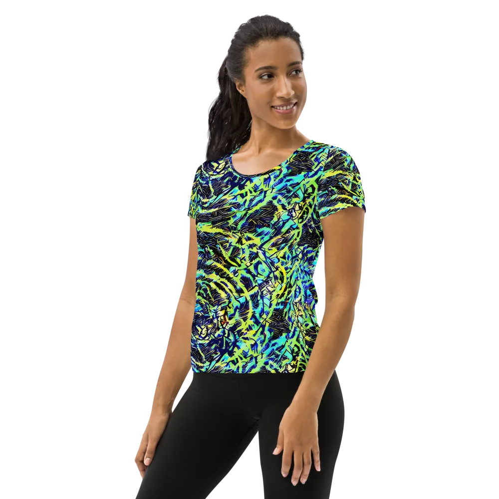 Electric Aviary on Women's Athletic T-Shirt — Left